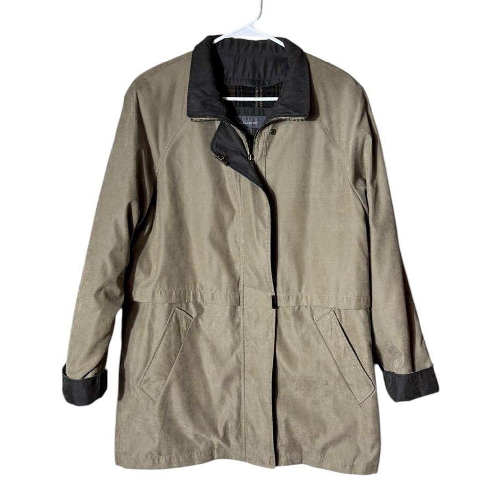 Liz Claiborne Taupe Trench Coat with Black Trim